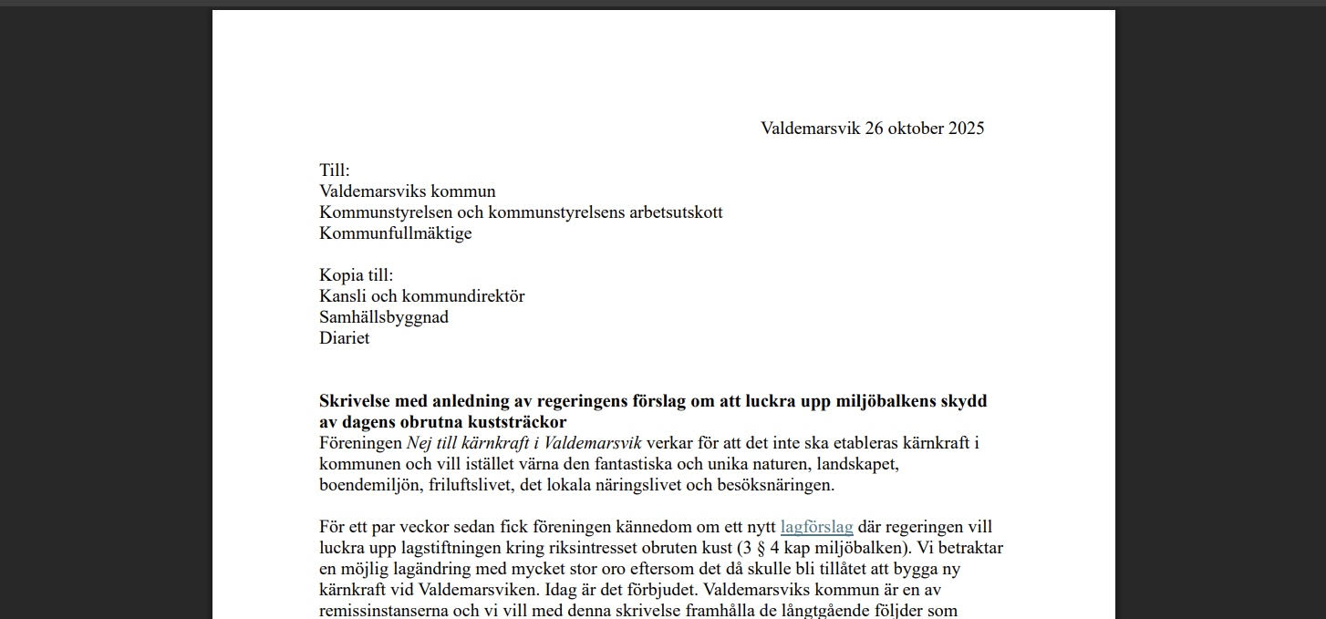 Föreningen uppmanar kommunen att säga nej till lagförslag om obruten kust